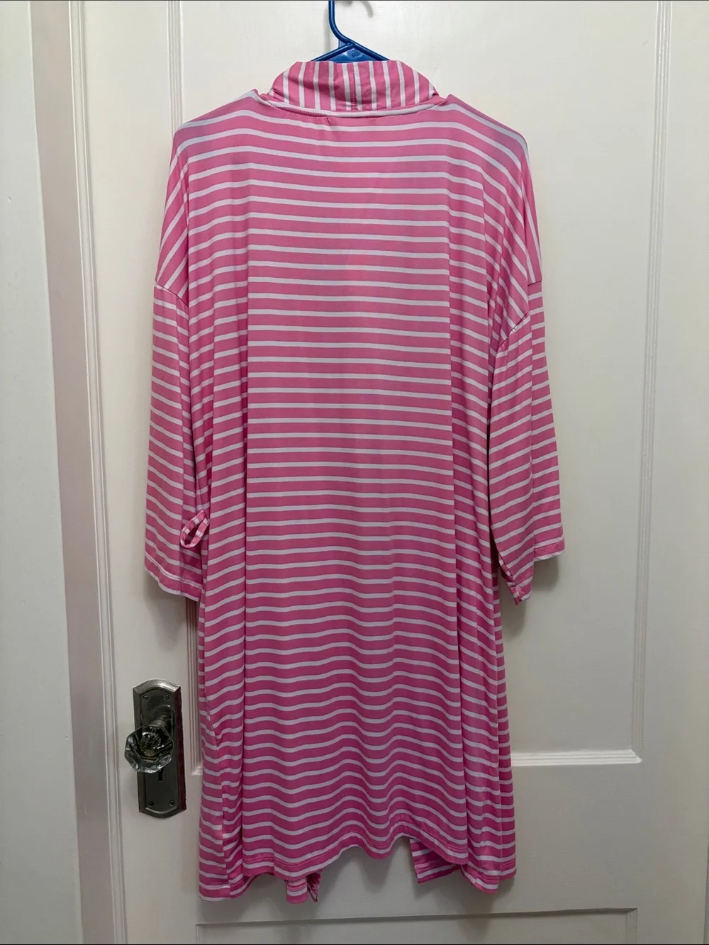 Pink & White Striped Lightweight Duster Cardigan